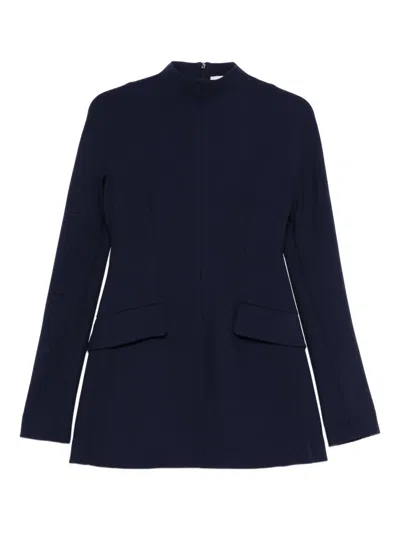 Sportmax Spxtefrite Pockets High-neck Mini Dress In Blue