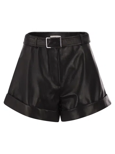 Sportmax Lamb Leather Bermuda Shorts In Black