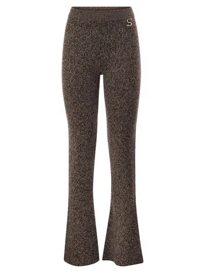 Sportmax Spxvelo - Virgin Wool Knitted Flare Trousers In Gray