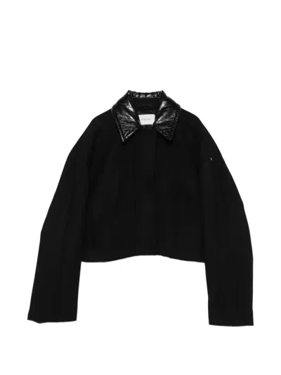 Sportmax Spxvolume Crocodile-effect Collar Jacket In Black