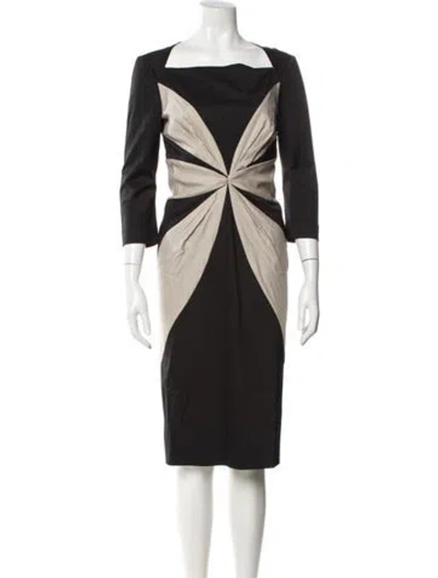 Pre-owned Sportmax Square Neckline Knee-length Dress In Black