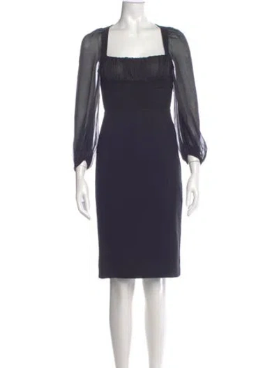 Pre-owned Sportmax Square Neckline Knee-length Dress In Blue