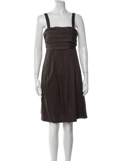 Pre-owned Sportmax Square Neckline Knee-length Dress In Brown