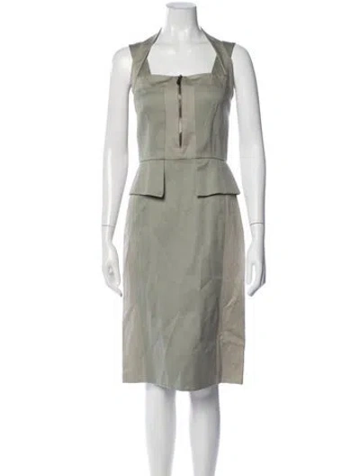 Pre-owned Sportmax Square Neckline Knee-length Dress In Green