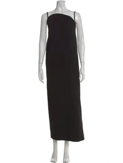 Pre-owned Sportmax Square Neckline Long Dress In Black