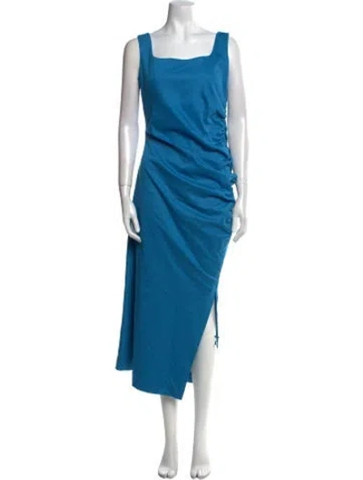 Pre-owned Sportmax Square Neckline Long Dress In Blue
