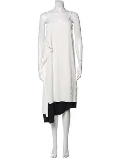 Pre-owned Sportmax Square Neckline Midi Length Dress In Black/white