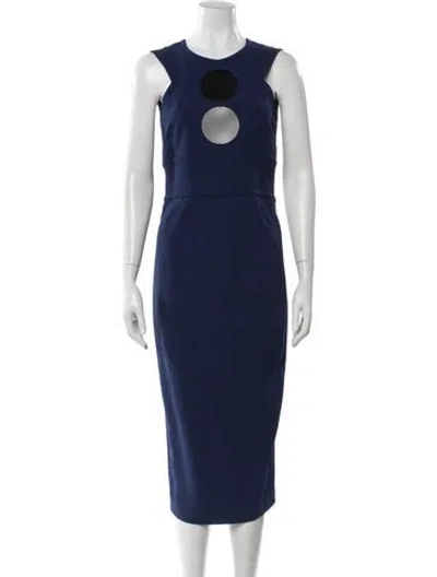 Pre-owned Sportmax Square Neckline Midi Length Dress In Blue