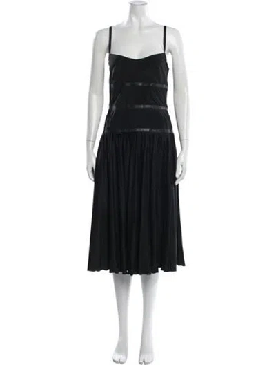 Pre-owned Sportmax Square Neckline Midi Length Dress W/ Tags In Black