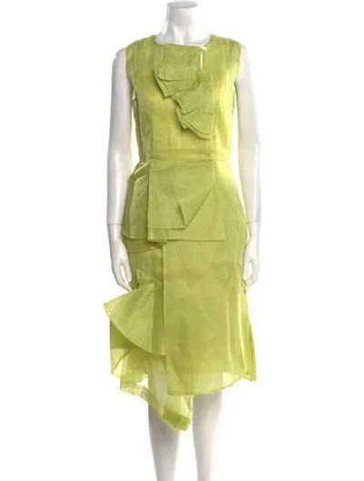 Pre-owned Sportmax Square Neckline Midi Length Dress W/ Tags In Green