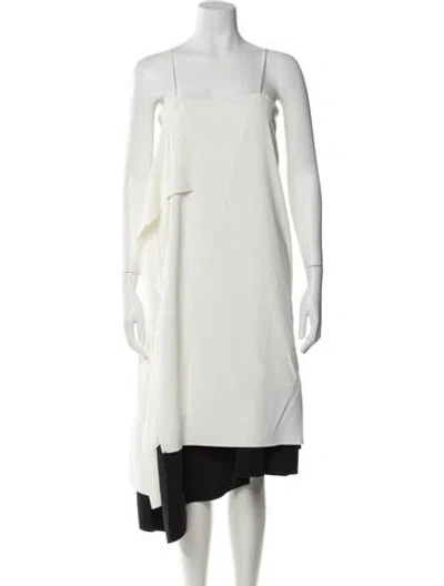 Pre-owned Sportmax Square Neckline Midi Length Dress W/ Tags In White