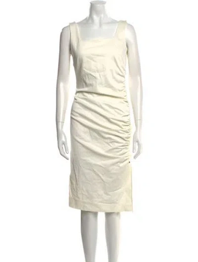 Pre-owned Sportmax Square Neckline Midi Length Dress In White
