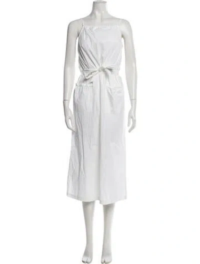 Pre-owned Sportmax Square Neckline Midi Length Dress In White