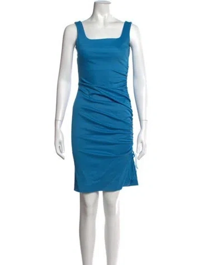 Pre-owned Sportmax Square Neckline Mini Dress In Blue