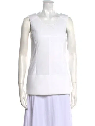 Pre-owned Sportmax Square Neckline Sleeveless Top In White