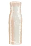 Sportmax Strapless Sequin Embellished Midi Dress In Neutral