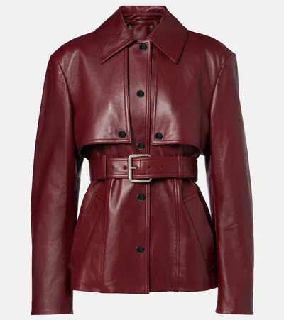 Sportmax Stenzone Convertible Leather Jacket In Burgundy
