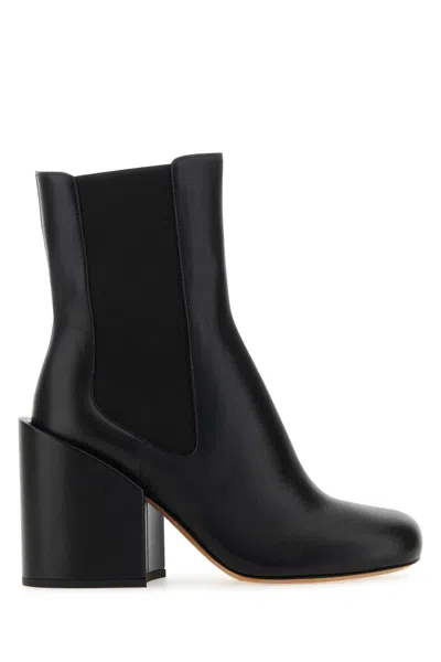 Sportmax Etra Leather Ankle Boots With 10 Cm Heel In Black