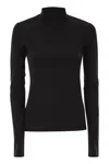 Sportmax Jersey Turtleneck Sweater Long Sleeves In Black