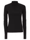 Sportmax Jersey Turtleneck Sweater Long Sleeves In Black