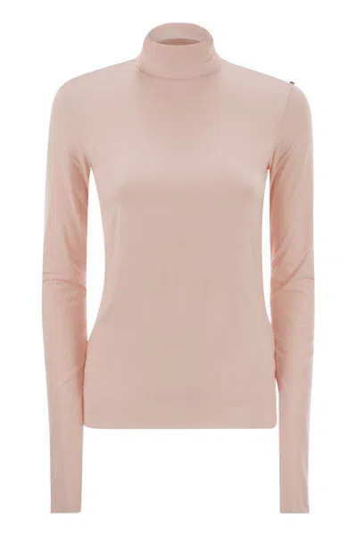Sportmax Stone - Jersey Turtleneck Jumper In Pink