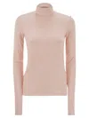 Sportmax Stone - Jersey Turtleneck Jumper In Pink