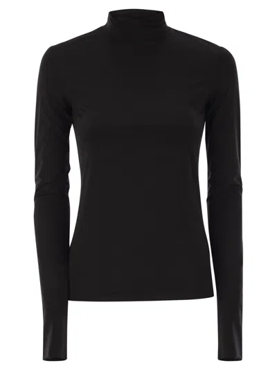 Sportmax Stone Jersey Turtleneck Jumper In Black