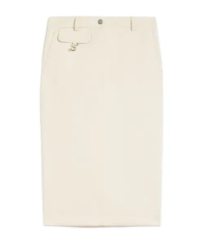 Sportmax Adepto Cotton Blend Twill Pencil Skirt In White