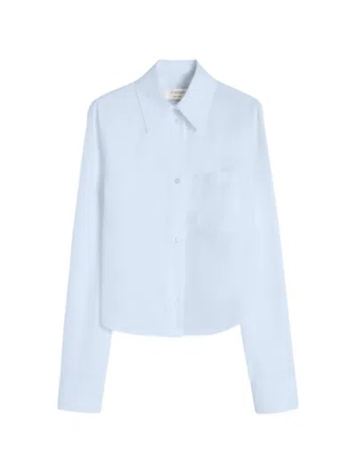 Sportmax Straight Fit Women's Shirt With Front Buttons And Chest Pocket In Blue