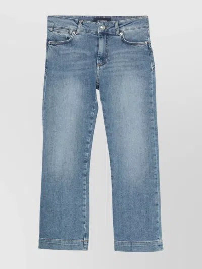 Sportmax Straight Trousers With Belt Loops And Contrast Stitching In Blue