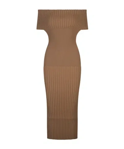 Sportmax Strapless Dress In Brown