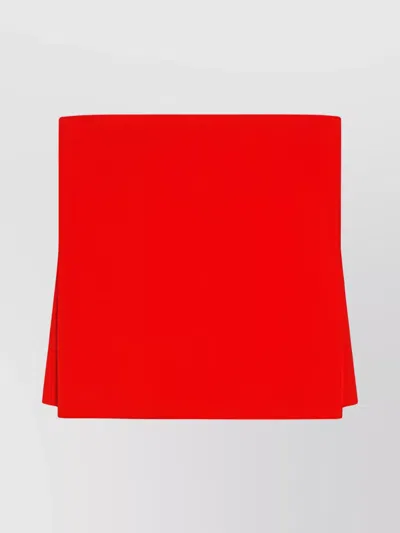 Sportmax Strapless Flared Crop Top With Leather Straps In Red