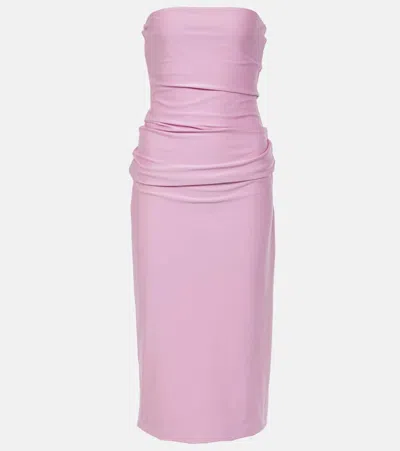 Sportmax Strapless Jersey Midi Dress In Purple