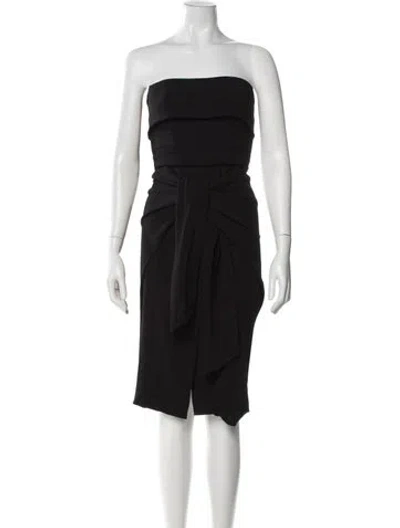 Pre-owned Sportmax Strapless Knee-length Dress In Black