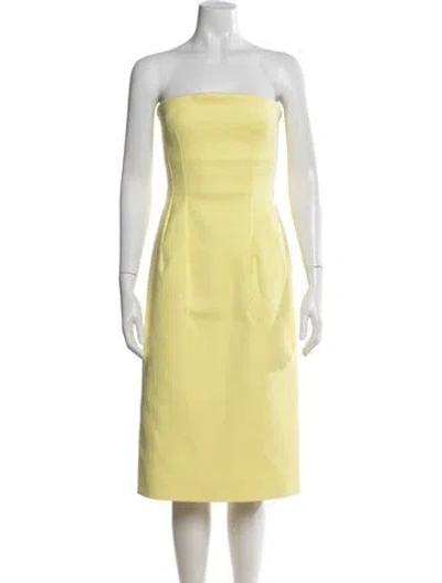 Pre-owned Sportmax Strapless Knee-length Dress In Yellow