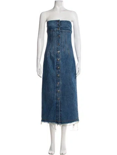 Pre-owned Sportmax Strapless Midi Length Dress W/ Tags In Blue