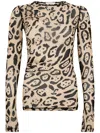 Sportmax Animalier Print Sheer Long Sleeve Top In Beige