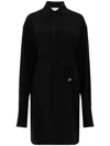 Sportmax Waist Belt Long Sleeve Dress With Tie Detail In Black
