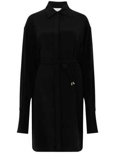 SPORTMAX STRETCH SILK CHEMISIER 'EOLIE' DRESS IN BLACK