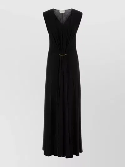 Sportmax Stretch Viscose Fervida Dress Gold Detail In Black