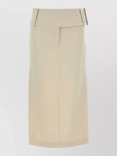 Sportmax Stretch Viscose Fronda Skirt High Waist In Neutral