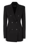 Sportmax Double-breasted Virgin Wool Blazer In Black
