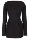 Sportmax Stretch Wool Gabardine Mini Dress Dresses Black In Black