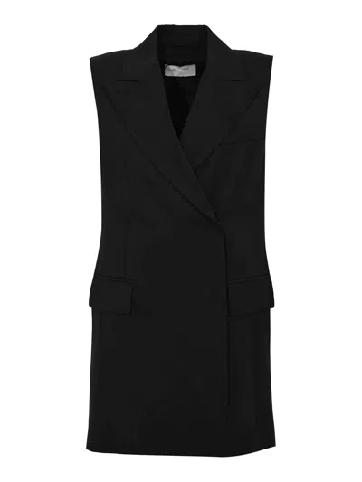 Sportmax Stretch Wool Spxarancio Sleeveless Blazer In Black