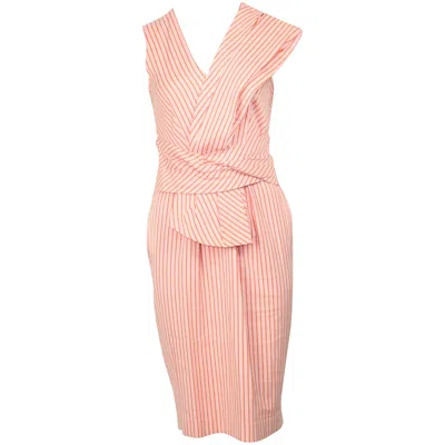 Pre-owned Sportmax Stripe Print Dress In Orange Cotton In Pink