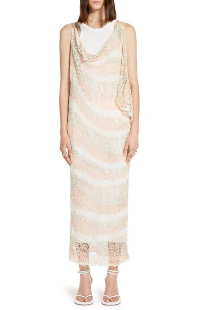 Sportmax Women's Luciana Wavy Stripe Crochet Midi-dress In Powder