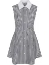 Sportmax Front Dart Striped Dress With Flared Hem In Black