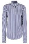 Sportmax Striped Collared Shirt Cuffed Sleeves In Bianco