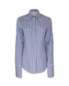 Sportmax Striped Collared Shirt Cuffed Sleeves In Blue
