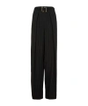 Sportmax Wide-leg High Waist Pinstripe Trousers With Pockets In Black